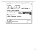 MERGED QUESTION PAPER AND MARK SCHEME 2025 Pearson Edexcel GCSE In Astronomy &lpar;1AS0&rpar; Paper 1&colon; Naked-Eye Astronomy