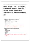 NCCER Carpentry Level 2 Certification  Practice Exam Questions And Correct  Answers &lpar;Verified Answers&rpar; Plus  Rationales 2026 Q&A Instant Download  Pdf