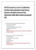NCCER Carpentry Level 3 Certification  Practice Exam Questions And Correct  Answers &lpar;Verified Answers&rpar; Plus  Rationales 2026 Q&A Instant Download  Pdf 