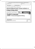 MERGED QUESTION PAPER AND MARK SCHEME 2025 Pearson Edexcel Level 1&sol;Level 2GCSE &lpar;9&ndash;1&rpar; In English Language &lpar;1EN0&rpar;Paper 1&colon; Fiction and Imaginative Writing