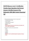 NCCER Masonry Level 1 Certification  Practice Exam Questions And Correct  Answers &lpar;Verified Answers&rpar; Plus  Rationales 2026 Q&A Instant Download  Pdf 