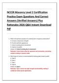 NCCER Masonry Level 2 Certification  Practice Exam Questions And Correct  Answers &lpar;Verified Answers&rpar; Plus  Rationales 2026 Q&A Instant Download  Pdf 