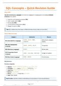 SQL Concepts Quick Revision Guide &ndash; Structured Query Language Fundamentals &ndash; Concise Study Notes