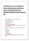 NCCER Masonry Level 3 Certification  Practice Exam Questions And Correct  Answers &lpar;Verified Answers&rpar; Plus  Rationales 2026 Q&A Instant Download  Pdf