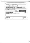MERGED QUESTION PAPER AND MARK SCHEME 2025 Pearson Edexcel GCSE  In Geography A &lpar;1GA0&rpar; Paper 2