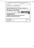 MERGED QUESTION PAPER AND MARK SCHEME 2025 Pearson Edexcel GCSEIn Geography &lpar;1GB0&rpar; Paper 3 