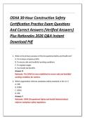 OSHA 30-Hour Construction Safety  Certification Practice Exam Questions  And Correct Answers &lpar;Verified Answers&rpar;  Plus Rationales 2026 Q&A Instant  Download Pdf 