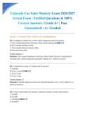Colorado Car Sales Mastery Exam 2026&sol;2027 Actual Exam &vert; Verified Questions & 100&percnt; Correct Answers &vert; Grade A&plus; &vert; Pass Guaranteed - A&plus; Graded