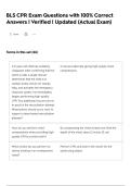 BLS CPR Exam Questions with 100&percnt; Correct Answers &vert; Verified &vert; Updated &lpar;Actual Exam&rpar;