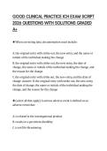 GOOD CLINICAL PRACTICE ICH EXAM SCRIPT 2026 QUESTIONS WITH SOLUTIONS GRADED A&plus;