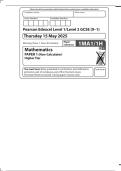 MERGED QUESTION PAPER AND MARK SCHEME 2025 Pearson Edexcel GCSEIn Mathematics &lpar;1MA1&rpar;Higher &lpar;Non-Calculator&rpar; Paper 1H 