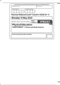 MERGED QUESTION PAPER AND MARK SCHEME 2025  Pearson Edexcel GCSE In Physical Education &lpar;1PE0&rpar;Paper 01 Fitness and Body Systems