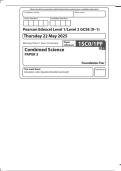 MERGED QUESTION PAPER AND MARK SCHEME 2025 Pearson Edexcel GCSE  In Combined Science Physics &lpar;1SC0&rpar; Paper 1PF