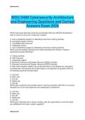 WGU D488 Cybersecurity Architecture  and Engineering Questions and Correct  Answers Exam 2026 