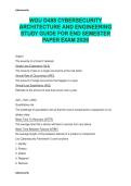 WGU D488 CYBERSECURITY  ARCHITECTURE AND ENGINEERING  STUDY GUIDE FOR END SEMESTER  PAPER EXAM 2026 