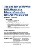 Elite WGU D677 Test Bank&colon; Elementary Literacy Curriculum &lpar;2026&sol;2027 Standards&rpar; &ndash; 88 Q&A &plus; Mentor Analysis & Cheat Sheet