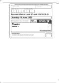 MERGED QUESTION PAPER AND MARK SCHEME 2025 Pearson Edexcel GCSEIn Physics &lpar;1PH0&rpar; Paper 2F