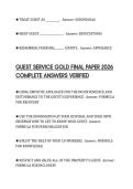 GUEST SERVICE GOLD FINAL PAPER 2026 COMPLETE ANSWERS VERIFIED