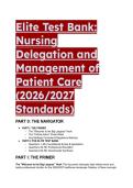 Elite Test Bank&colon; Nursing Delegation and Management of Patient Care &lpar;2026&sol;2027&rpar; &vert; Motacki & Burke &vert; Updated Standards&colon; NPG 12&comma; ANA 2025 Code&comma; & OSHA 2026 &vert; Includes Rationales & Grandmaster Synthesis