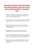 Smog Check Inspector Exam CA Complete  Exam Study Questions with 100&percnt; Correct  Answers Already Graded A&plus; &vert; Guarantee  Pass