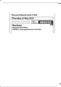MERGED QUESTION PAPER AND MARK SCHEME 2025 Pearson Edexcel GCE AS Level in Business &lpar;8BS0&rpar;Paper 02 Managing Business Activities 