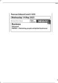 MERGED QUESTION PAPER AND MARK SCHEME 2025 Pearson Edexcel GCE In Business &lpar;9BS0&rpar; Paper 1Marketing&comma; people and global business