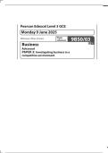 MERGED QUESTION PAPER AND MARK SCHEME 2025 Pearson Edexcel GCE A Level in Business &lpar;9BS0&rpar; Paper 03 Investigating business in a competitive environment