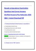 Nevada Jurisprudence Examination  Questions And Correct Answers  &lpar;Verified Answers&rpar; Plus Rationales 2026  Q&A &vert; Instant Download Pdf