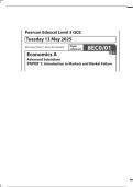MERGED QUESTION PAPER AND MARK SCHEME 2025 Pearson Edexcel GCEIn Economics A &lpar;8EC0&rpar; Paper 1 Introduction to Markets and MarketFailure