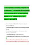 California Physical Therapy Jurisprudence  Examination &sol; Laws & Rules Module&colon; Exam  Questions And Correct Answers &lpar;Verified  Answers&rpar; Plus Rationales 2026 Q&A &vert;  Instant Download Pdf