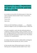 HAZARDOUS MATERIALS PROFESSIONAL TEST BANK 2026 VALIDATED QUESTIONS RELIABLE ANSWERS