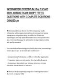 INFORMATION SYSTEMS IN HEALTHCARE 2026 ACTUAL EXAM SCRIPT TESTED QUESTIONS WITH COMPLETE SOLUTIONS GRADED A&plus;