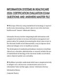 INFORMATION SYSTEMS IN HEALTHCARE 2026 CERTIFICATION EVALUATION EXAM QUESTIONS AND ANSWERS MASTER FILE