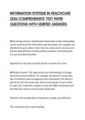INFORMATION SYSTEMS IN HEALTHCARE 2026 COMPREHENSIVE TEST PAPER QUESTIONS WITH VERIFIED ANSWERS
