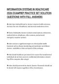 INFORMATION SYSTEMS IN HEALTHCARE 2026 EXAMPREP PRACTICE SET SOLUTION QUESTIONS WITH FULL ANSWERS