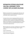 INFORMATION SYSTEMS IN HEALTHCARE 2026 FINAL ASSESSMENT TESTED CONTENT WITH ACCURATE SOLUTIONS