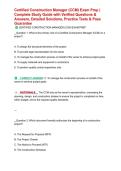Certified Construction Manager &lpar;CCM&rpar; Exam Prep &vert; Complete Study Guide with Verified Questions & Answers&comma; Detailed Solutions&comma; Practice Tests & Pass Guarantee