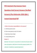 NYC Assistant City Assessor Exam  Questions And Correct Answers &lpar;Verified  Answers&rpar; Plus Rationales 2026 Q&A &vert;  Instant Download Pdf 