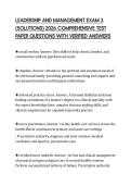 LEADERSHIP AND MANAGEMENT EXAM 3 &lpar;SOLUTIONS&rpar; 2026 COMPREHENSIVE TEST PAPER QUESTIONS WITH VERIFIED ANSWERS