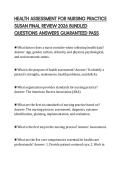 HEALTH ASSESSMENT FOR NURSING PRACTICE SUSAN FINAL REVIEW 2026 BUNDLED QUESTIONS ANSWERS GUARANTEED PASS
