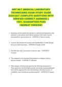 AMT MLT &lpar;MEDICAL LABORATORY  TECHNICIANS&rpar; EXAM STUDY GUIDE  2026&sol;2027 COMPLETE QUESTIONS WITH  VERIFIED CORRECT ANSWERS &vert;&vert;  100&percnt; GUARANTEED PASS  <NEWEST VERSION> 
