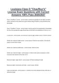 Louisiana Class D "Chauffeur's" License Exam Questions with 100&percnt; Correct Answers &vert; Guaranteed Pass &vert; Latest Version &lpar;2026&rpar; Expert Verified