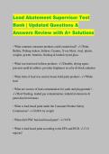Lead Abatement Supervisor Test Bank &vert; Updated Questions & Answers Review with A&plus; Solutions