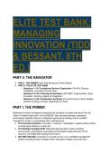 2026&sol;2027 COMPLETE Test Bank&colon; Managing Innovation 8th Edition by Joe Tidd & John Bessant &vert; Ultimate Exam Prep & Rationale Guide