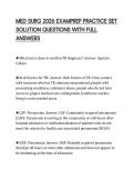 MED SURG 2026 EXAMPREP PRACTICE SET SOLUTION QUESTIONS WITH FULL ANSWERS