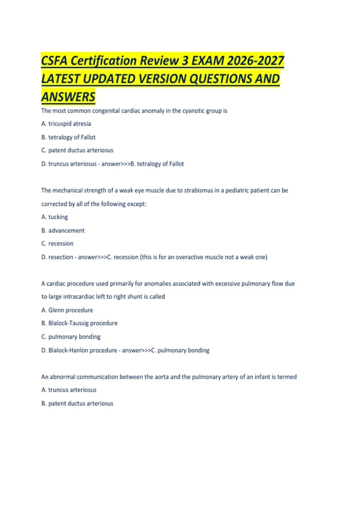 CSFA Certification Review 3 EXAM LATEST UPDATED VERSION QUESTIONS AND ...