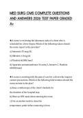MED SURG CMS COMPLETE QUESTIONS AND ANSWERS 2026 TEST PAPER GRADED A&plus;