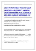 LOUISIANA BUSINESS AND LAW EXAM QUESTIONS AND CORRECT ANSWERS &lpar;VERIFIED ANSWERS&rpar; PLUS RATIONALES 2026 Q&A &vert; INSTANT DOWNLOAD PDF