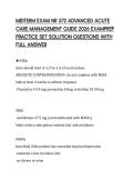MIDTERM EXAM NR 572 ADVANCED ACUTE CARE MANAGEMENT GUIDE 2026 EXAMPREP PRACTICE SET SOLUTION QUESTIONS WITH FULL ANSWER