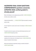 HAZWOPER FINAL EXAM QUESTIONS  COMPREHENSIVE questions answered&comma;  &lpar;UPDATED 2026&rpar; verified graded A&plus;  already passed&excl; 